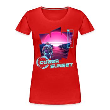 Astronaut Cyber Sunset gradient pink - Futuristic - Women's Premium Organic T-Shirt - red - Front - Mia (176cm)