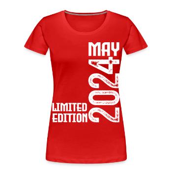 Geschenk Mai 2024. Jubiläum Mai 2024. Mai 2024. - Frauen Premium Bio T-Shirt - Rot - Vorne - Mia (176cm)