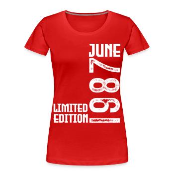 Gift June 1987 anniversary June 1987. June 1987 - Women's Premium Organic T-Shirt - red - Front - Mia (176cm)
