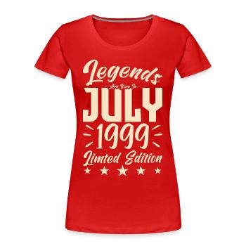 Naissance En Juillet 1999. Cadeau d'anniversaire. - T-shirt bio Premium Femme - rouge - Devant - Mia (176cm)