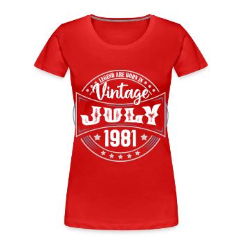Juli 1981. Geburtstagsgeschenk Juli 1981. - Frauen Premium Bio T-Shirt - Rot - Vorne - Mia (176cm)