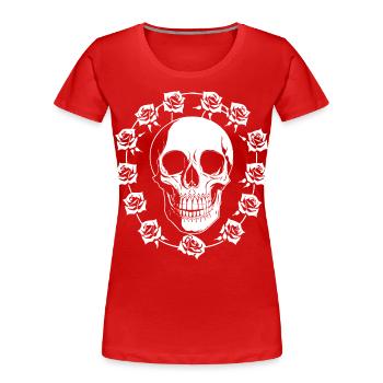 Horreur Crâne Crâne Art Crâne Gothique Heavy Metal - T-shirt bio Premium Femme - rouge - Devant - Mia (176cm)