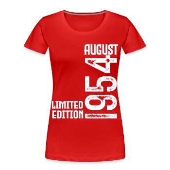 Gift August 1954. Birthday August 1954. August - Women's Premium Organic T-Shirt - red - Front - Mia (176cm)