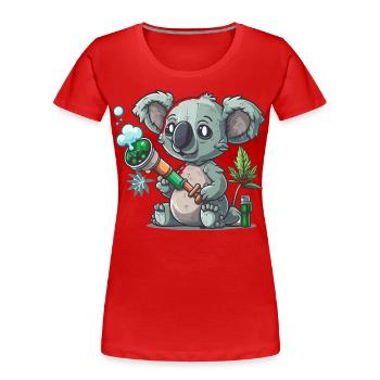 Koala soufflant de bang - T-shirt bio Premium Femme - rouge - Devant - Mia (176cm)