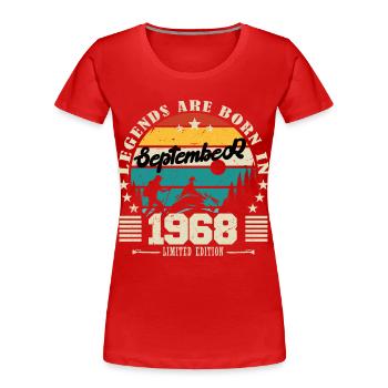 September 1968. Birthday gift September 1968 - Women's Premium Organic T-Shirt - red - Front - Mia (176cm)