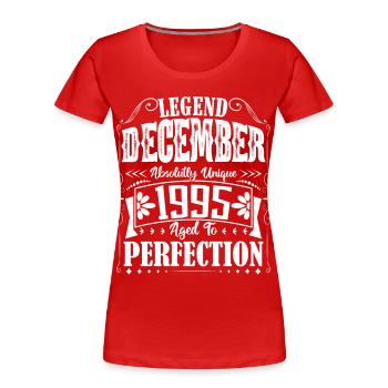 December 1995. December 1995 Birthday Gift - Women's Premium Organic T-Shirt - red - Front - Mia (176cm)