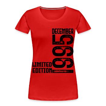 Birthday Gift December 1995. December 1995. - Women's Premium Organic T-Shirt - red - Front - Mia (176cm)