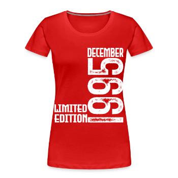 Birthday Gift December 1995. December 1995. - Women's Premium Organic T-Shirt - red - Front - Mia (176cm)