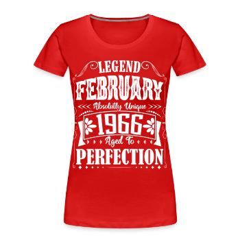 February 1966. February 1966 Birthday Gift. - Women's Premium Organic T-Shirt - red - Front - Mia (176cm)