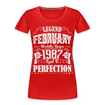 Février 1987. Cadeau d'Anniversaire février 1987. - T-shirt bio Premium Femme - rouge - Devant - Mia (176cm)
