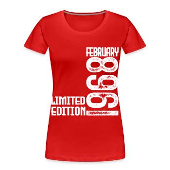 February 1968 Anniversary Gift. February 1968. - Women's Premium Organic T-Shirt - red - Front - Mia (176cm)