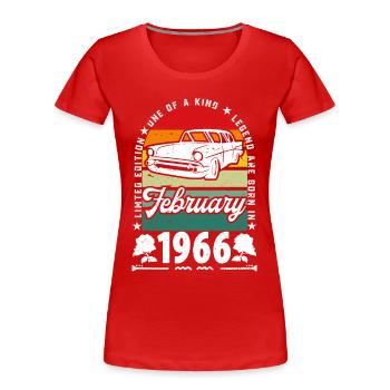 Birthday February 1966, Vintage February 1966. - Women's Premium Organic T-Shirt - red - Front - Mia (176cm)