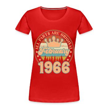 February 1966. February 1966 Birthday Gift. - Women's Premium Organic T-Shirt - red - Front - Mia (176cm)