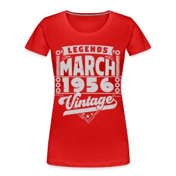 Vintage Anniversary Gift March 1956, March 1956. - Women's Premium Organic T-Shirt - red - Front - Mia (176cm)