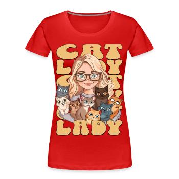 Cat Lady Katzen Frau Mädchen I Love Cats Lustig - Frauen Premium Bio T-Shirt - Rot - Vorne - Mia (176cm)