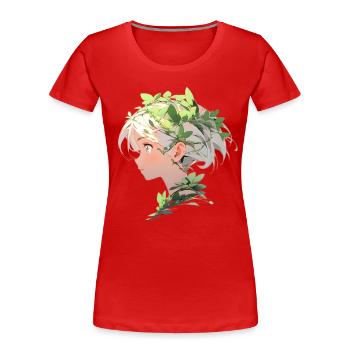 Portrait d’une jeune femme dans le style cartoon - T-shirt bio Premium Femme - rouge - Devant - Mia (176cm)