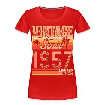 1957. Vintage Born in 1957 Birthday - Women's Premium Organic T-Shirt - red - Front - Mia (176cm)
