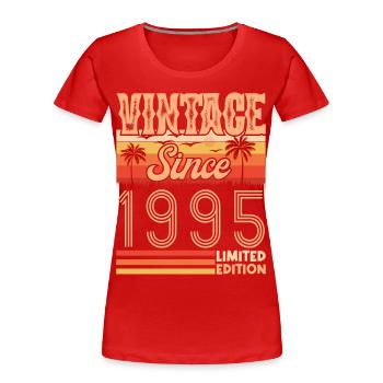 1995. Vintage Born in 1995 Anniversary - Women's Premium Organic T-Shirt - red - Front - Mia (176cm)