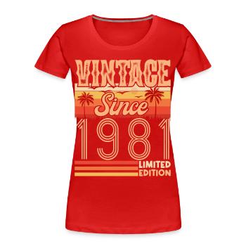 1981. Vintage Born in 1981 Birthday - Women's Premium Organic T-Shirt - red - Front - Mia (176cm)