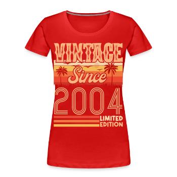 Anniversary 2004. Vintage Born in 2004 Birthday - Women's Premium Organic T-Shirt - red - Front - Mia (176cm)