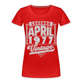 Vintage Gift Anniversary April 1977, April 1977 - Women's Premium Organic T-Shirt - red - Front - Mia (176cm)
