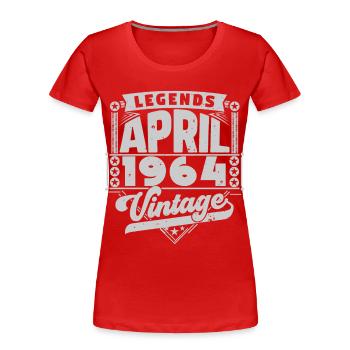 Vintage Gift Anniversary April 1964, April 1964 - Women's Premium Organic T-Shirt - red - Front - Mia (176cm)