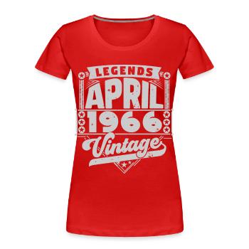 Vintage Gift Anniversary April 1966, April 1966 - Women's Premium Organic T-Shirt - red - Front - Mia (176cm)