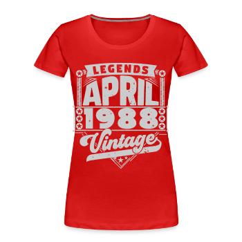 Vintage Gift Anniversary April 1988, April 1988 - Women's Premium Organic T-Shirt - red - Front - Mia (176cm)