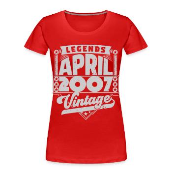 Vintage Gift Anniversary April 2007, April 2007 - Women's Premium Organic T-Shirt - red - Front - Mia (176cm)