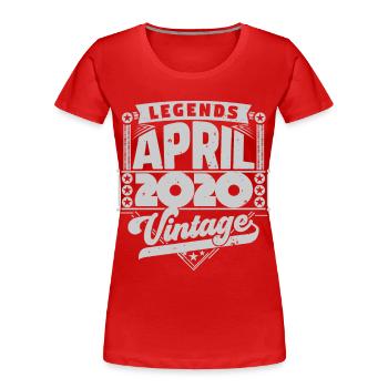 Vintage Birthday Gift April 2020, April 2020 - Women's Premium Organic T-Shirt - red - Front - Mia (176cm)
