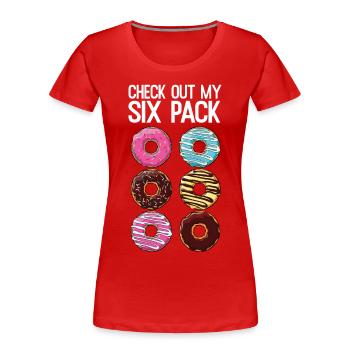 Découvrez mon pack de six drôles Donut Lover Dad BOD - T-shirt bio Premium Femme - rouge - Devant - Mia (176cm)