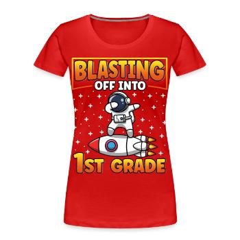 In die 1. Klasse zurück in die Schule - Frauen Premium Bio T-Shirt - Rot - Vorne - Mia (176cm)