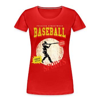 Baseball Baseballspieler USA Sport Vintage Retro - Frauen Premium Bio T-Shirt - Rot - Vorne - Mia (176cm)