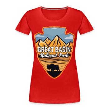 Great Basin Parc national des États-Unis Arrowhead Buffalo - T-shirt bio Premium Femme - rouge - Devant - Mia (176cm)