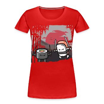 Lustige Sushi Samurai Süße Kawaii Sushi Liebhaber - Frauen Premium Bio T-Shirt - Rot - Vorne - Mia (176cm)