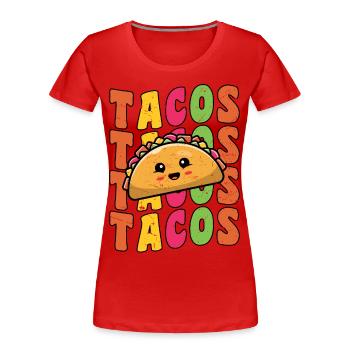 Groovy Taco Tuesday Retro Funny Taco Lover Cinco - Women's Premium Organic T-Shirt - red - Front - Mia (176cm)