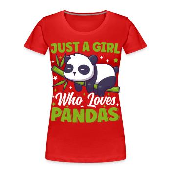 Juste une fille qui aime Panda Bear Mignon Dormir - T-shirt bio Premium Femme - rouge - Devant - Mia (176cm)