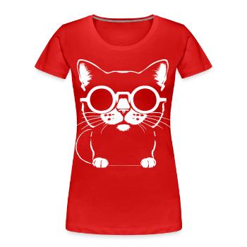 Funny Cat with Sunglasses Kitten Sunglas Cats - Women's Premium Organic T-Shirt - red - Front - Mia (176cm)