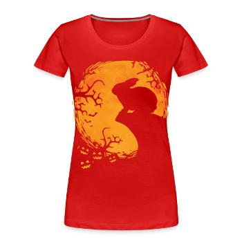 Drôle de lapin Halloween Silhouette - T-shirt bio Premium Femme - rouge - Devant - Mia (176cm)