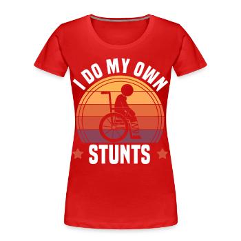 Je fais mes propres cascades drôle jambe cassée - T-shirt bio Premium Femme - rouge - Devant - Mia (176cm)