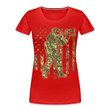 Camo Drapeau Américain Amateur de Paintball - T-shirt bio Premium Femme - rouge - Devant - Mia (176cm)