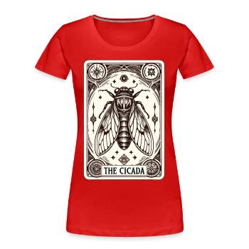 Entstehung der Zikaden-Tarotkarte - Frauen Premium Bio T-Shirt - Rot - Vorne - Mia (176cm)