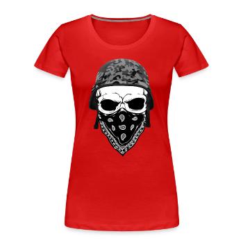 Totenkopf | Skull | Camouflage | Helm - Frauen Premium Bio T-Shirt - Rot - Vorne - Mia (176cm)