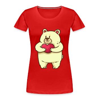 Valentin Teddy Bär Liebe Romantisch Herz Liebe - Frauen Premium Bio T-Shirt - Rot - Vorne - Mia (176cm)