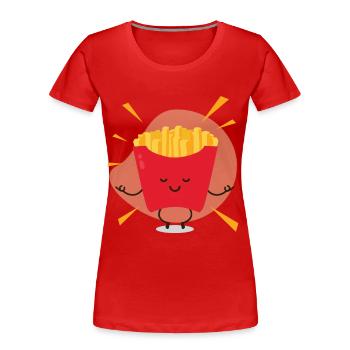 lässig lustig yoga pommes - Frauen Premium Bio T-Shirt - Rot - Vorne - Mia (176cm)