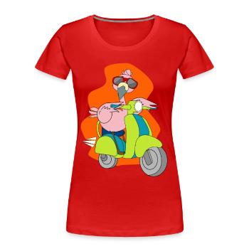 Flamingo motorcycle scooter moped gift shirt - Women's Premium Organic T-Shirt - red - Front - Mia (176cm)