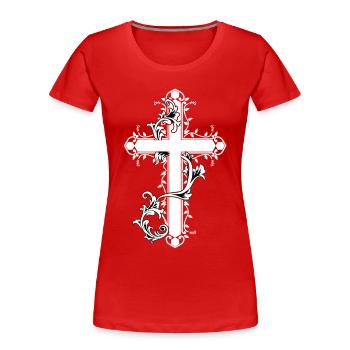 Kreuz Kreuze Barock Religion Symbole Kirche Jesus - Frauen Premium Bio T-Shirt - Rot - Vorne - Mia (176cm)