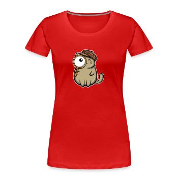 Sherlock Meows Detektiv Meow Miau Agent - Frauen Premium Bio T-Shirt - Rot - Vorne - Mia (176cm)
