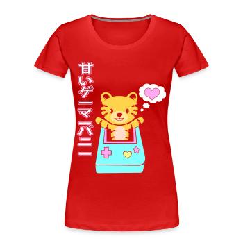 Kawai Gamer chaton Kawaii Gaming Cat Esthétique - T-shirt bio Premium Femme - rouge - Devant - Mia (176cm)