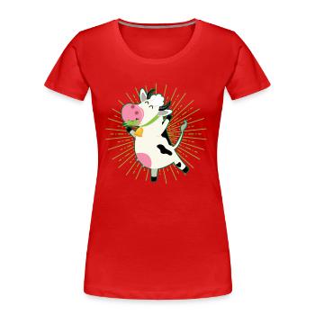 Herbe de vache mangent acclamations - T-shirt bio Premium Femme - rouge - Devant - Mia (176cm)